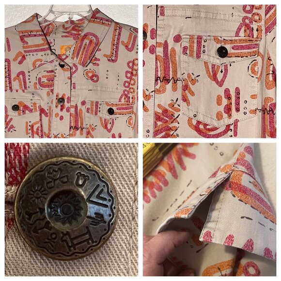 NWT Ruby Red Women's Jacket Size Large Cropped  Aztec Button Front Pocket - Picture 9 of 16